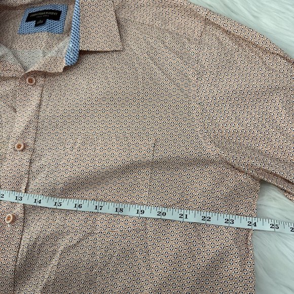 Johnston & Murphy mens L orange geo pattern button down shirt long sleeve - Picture 6 of 10